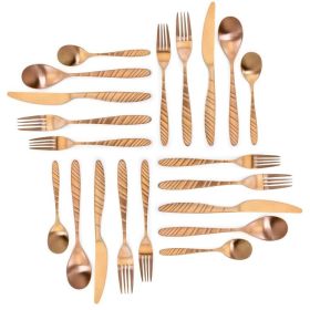Elegant Western Utensils 20 Piece Flatware Utensil Set 4 In (Color: Rose Gold)