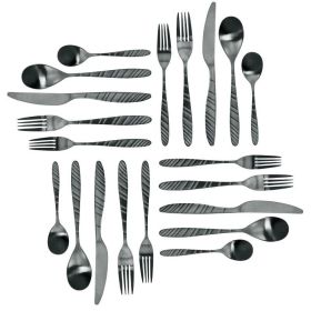 Elegant Western Utensils 20 Piece Flatware Utensil Set 4 In (Color: Black)