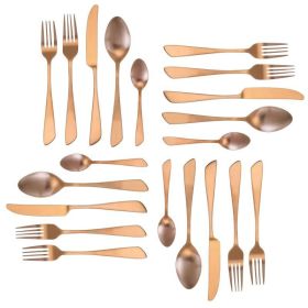 Elegant Western Utensils 20 Piece Flatware Utensil Set 4 In (Color: Rose Gold Matte)